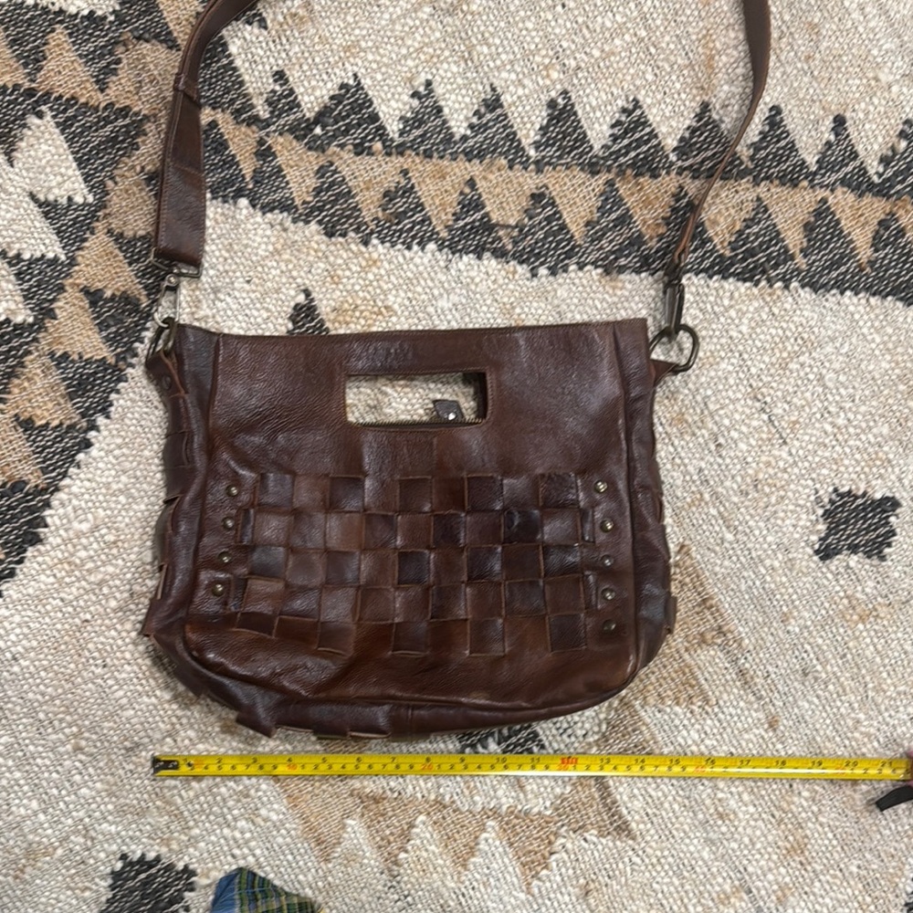 Bed Stu Brown Leather Woven Bag